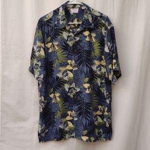 IZOD Floral Silk Blend Short-Sleeve Button-Up Shirt XL
